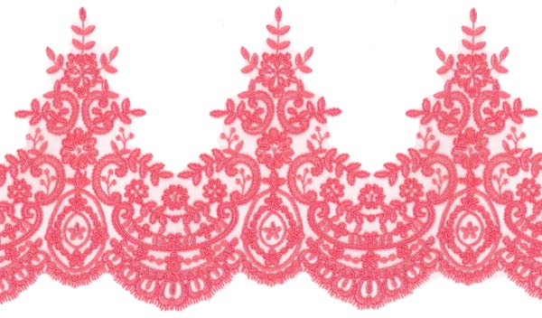 Corded Lace Edging - Coral